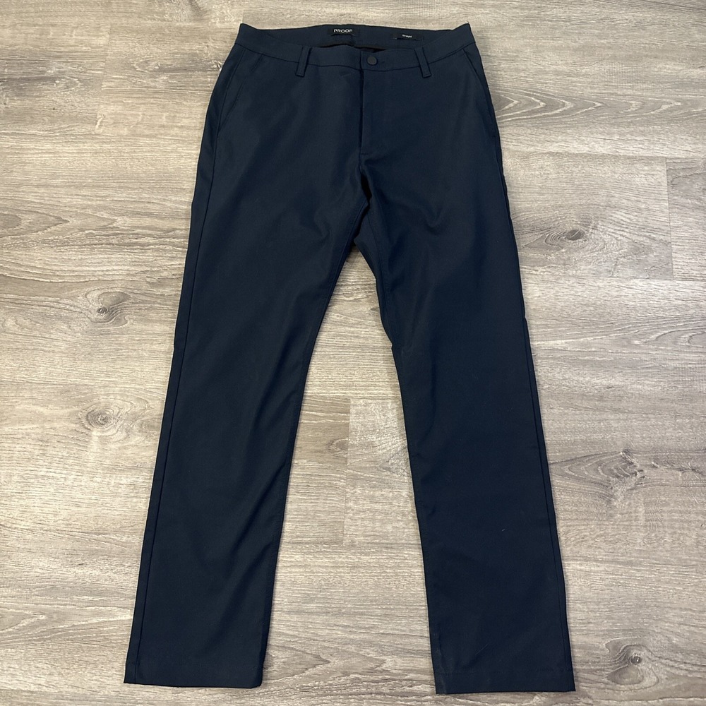 Proof Pants Mens 33x31 Navy Nomad Straight Commute Office Work Stretch Range